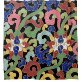 Cortina Para Box Ilustração floral chinesa