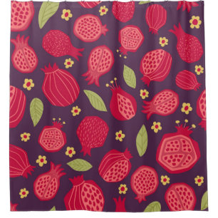 Cortina Para Box Ilustração in vitro de romãs suculentos com le