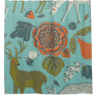 Cortina Para Box Ilustração Invisível De Veado De Jardim De Verão.