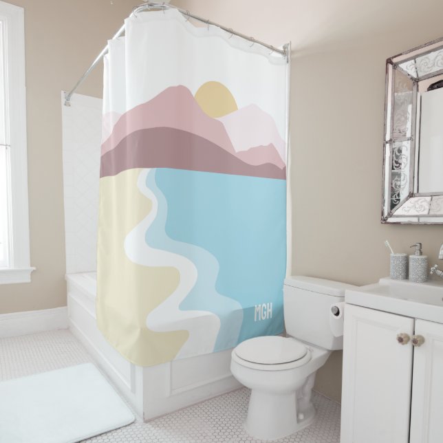 Cortina Para Box Ilustração personalizada da natureza do monograma (In Situ)