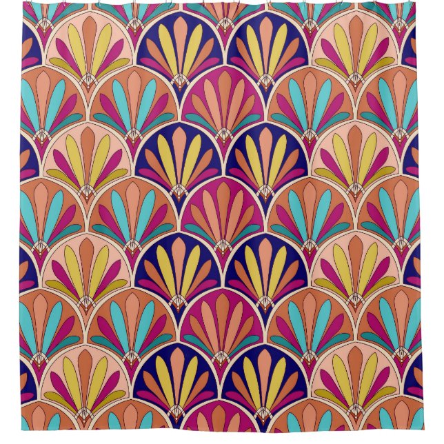 Cortina Para Box Ilustração Têxtil Tradicional Indiana (Frente)