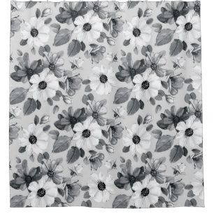 Cortina Para Box Ilustração Vintage de Watercolor Buquê de Flores S
