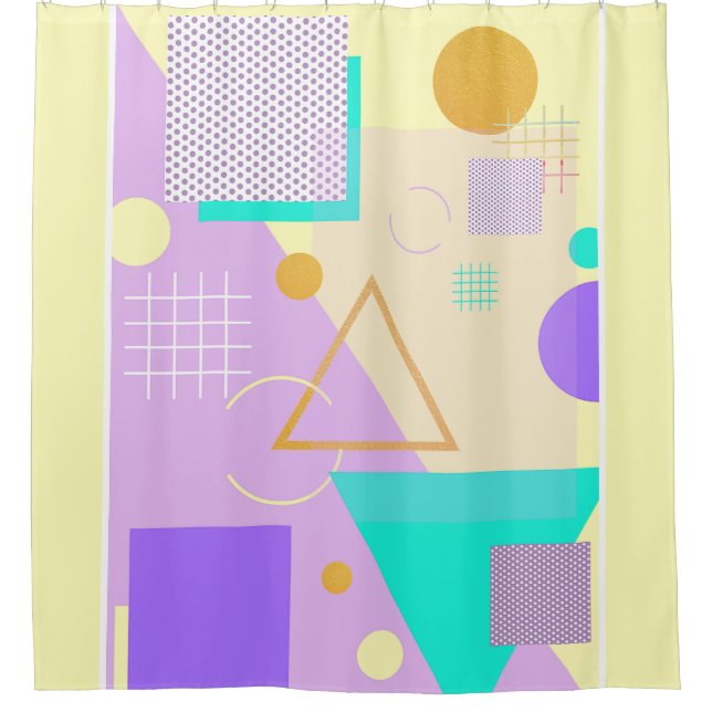 Cortina Para Box Impressão amarelo geométrico (Frente)