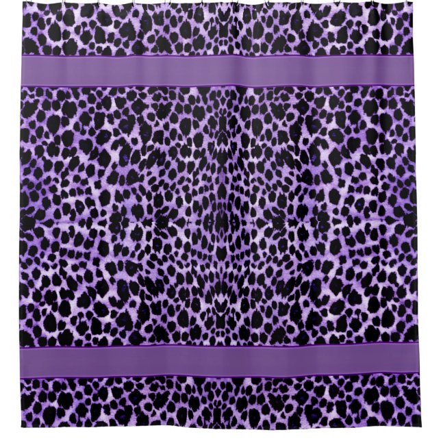Cortina Para Box Impressão animal do leopardo roxo (Frente)
