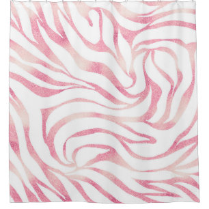 Cortina Para Box Impressão Branca de Zebra-Rosa Dourada brilhante E