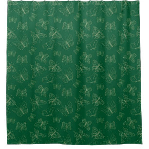 Cortina Para Box Impressão de Borboleta Verde Escura, Natureza Insp
