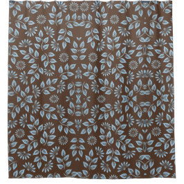 Cortina Para Box Impressão de Folha Marrom e Azul / Decoração de Ca