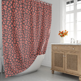 Cortina Para Box Impressão de leopardo marrom coral
