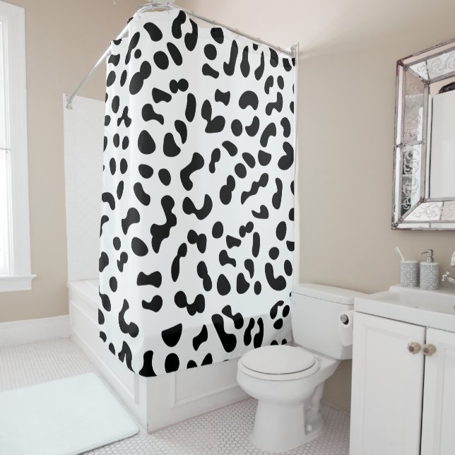 Cortina Para Box Impressão de Leopardo Preto e Branco (In Situ)