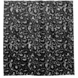 Cortina Para Box Impressão de Leopardo Preto e Cinza Prata