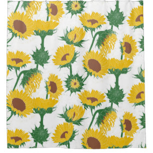 Cortina Para Box Impressão de madeira Amarelo de girassol