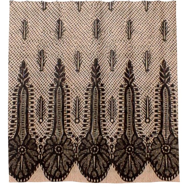 Cortina Para Box impressão de malha floral preta (Frente)