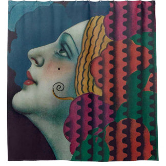 Cortina Para Box impressão de mulher art déco circa 1930