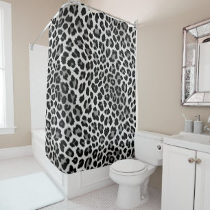 Cortina Para Box Impressão de padrão de pele do leopardo preto e br