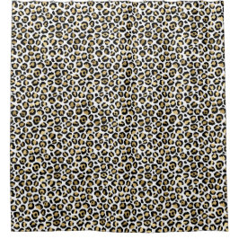 Cortina Para Box Impressão Dourada de Leopardo Preto