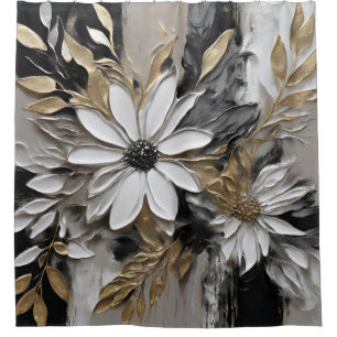 Cortina Para Box Impressão Dourado branco preto