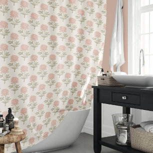 Cortina Para Box Impressão Floral de Peônia Bloco Vintage Cottage R