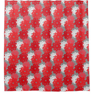 Cortina Para Box Impressão floral moderno do quimono, vermelho e