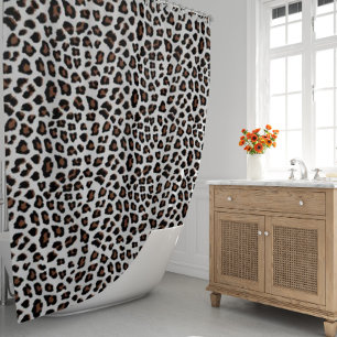 Cortina Para Box Impressão Leopardo Branco