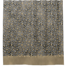 Cortina Para Box Impressão Leopardo brilhante em Cinzas brilhantes