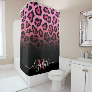 Cortina Para Box Impressão Leopardo Cor-de-Rosa