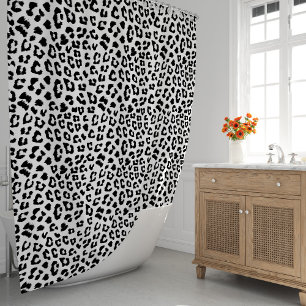 Cortina Para Box Impressão Leopardo Preto e Branco