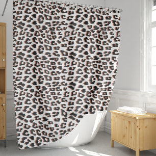 Cortina Para Box Impressão Preta Castanho e Leopardo Branco