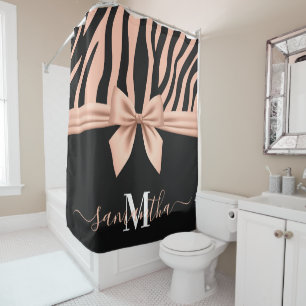 Cortina Para Box Impressão Zebra rosa Dourada