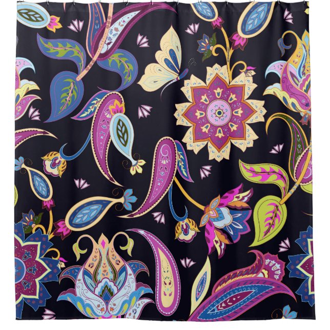 Cortina Para Box Índia Paisley Seamless Floral Ornament (Frente)