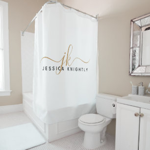 Cortina Para Box Iniciais de Monograma de Script Elegante Moderno D