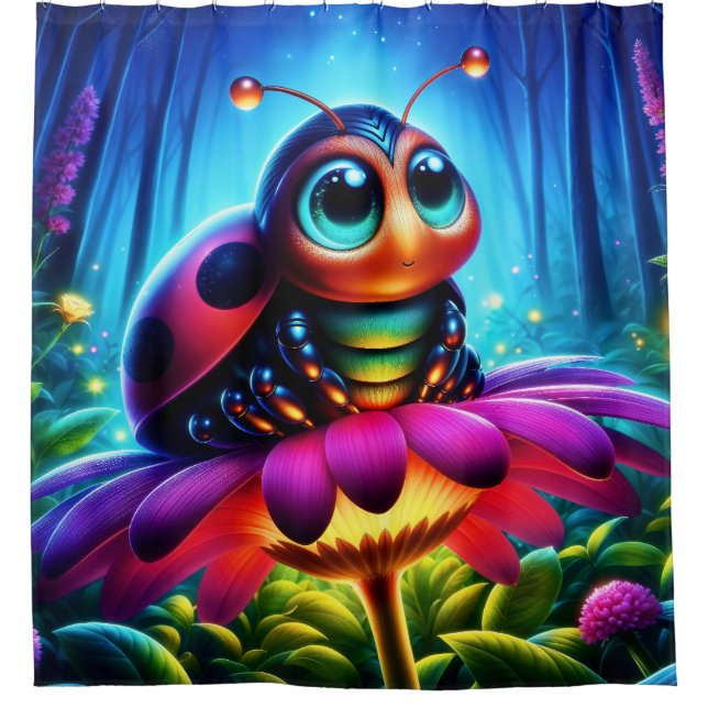 Cortina Para Box Inseto mágico numa floresta noturna luminosa (Frente)