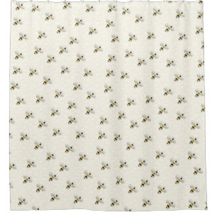 Cortina Para Box Insetos amarelos amarelos de abelhas ilustrados