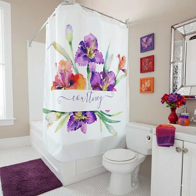 Cortina Para Box Íris em aquarela roxa personalizada (Criador carregado)