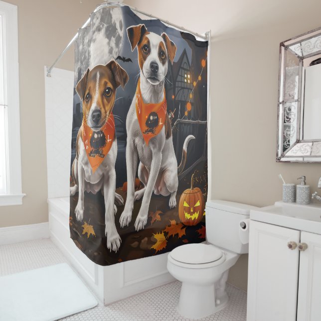 Cortina Para Box Jack Russell Halloween Spooky (In Situ)