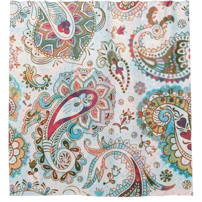 Cortina Para Box Jacobean Ethnic Floral Patterno (Frente)