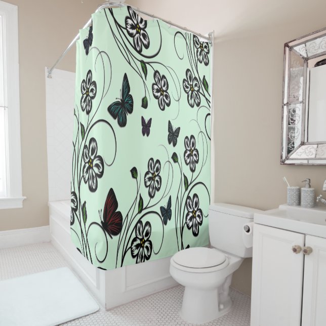 Cortina Para Box Jardim da Borboleta Verde (In Situ)