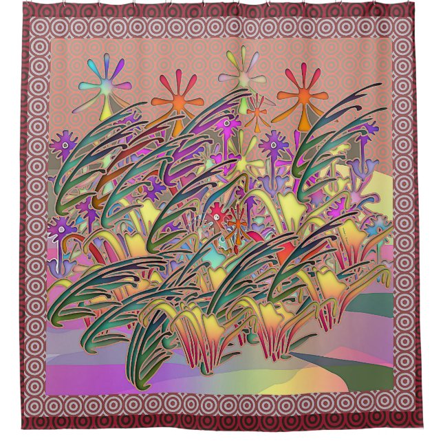 Cortina Para Box Jardim de Flor Exótico (Frente)