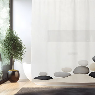 Cortina Para Box Jardim de Pedras Zen em Aquarela Estilo Japonês