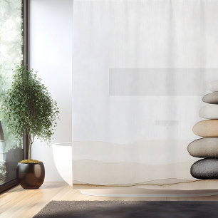 Cortina Para Box Jardim de Pedras Zen em Aquarela Estilo Japonês