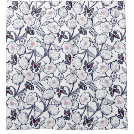 Cortina Para Box Jardim preto floral