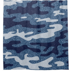 Cortina Para Box Jeans de Camuflagem Fundo. Vintage Spotage Denim