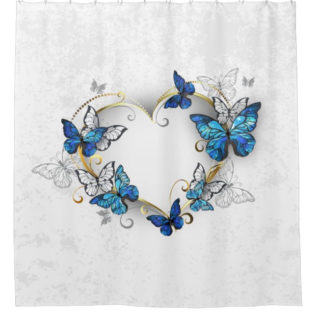 Cortina Para Box Jewelry Heart with Butterflies Morpho (Frente)