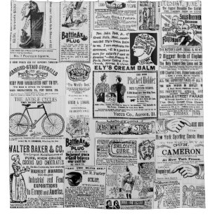 Cortina Para Box Jornal de 1890 Anúncios vitorianos de vendas Blk W