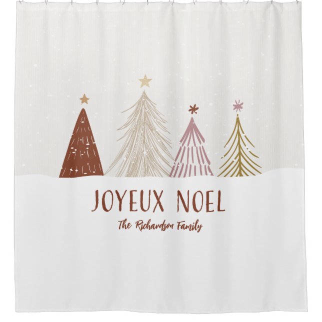 Cortina Para Box Jouex Noel Feriado Feliz Natal Árvores Família (Frente)
