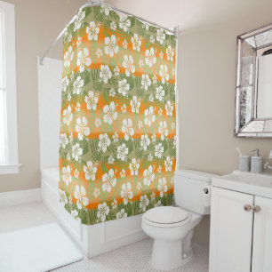 Cortina Para Box Kalani Tie Dye Blend Tropical Hibiscus - Orange