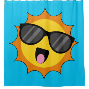 Cortina Para Box Kawaii Happy Sun com óculos escuros