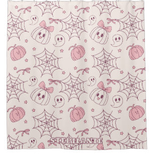 Cortina Para Box Kawaii Pink Halloween Fantasmas & Pumpkin (2)