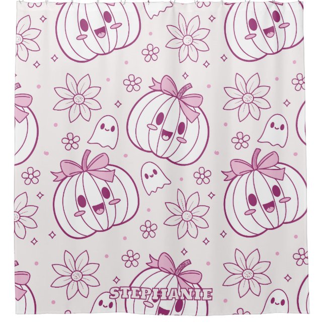 Cortina Para Box Kawaii Pumpkins, Fantasmas e Flores (Frente)