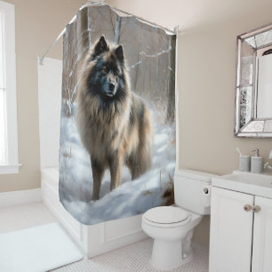 Cortina Para Box Keeshond Deixe Nevar Natal