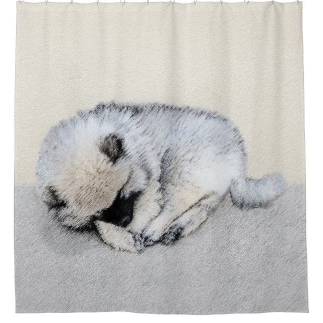 Cortina Para Box Keeshond Dormindo Puppy Pintura Original (Frente)